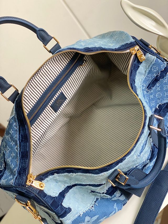 Louis vuitton original denim keepall 50 M26117 blue