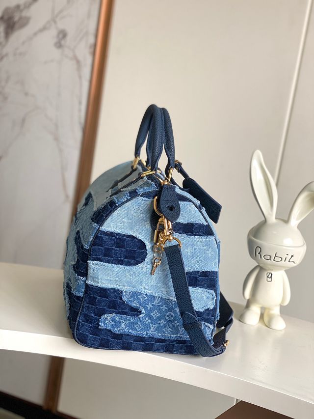 Louis vuitton original denim sac speedy 40 M15277 blue