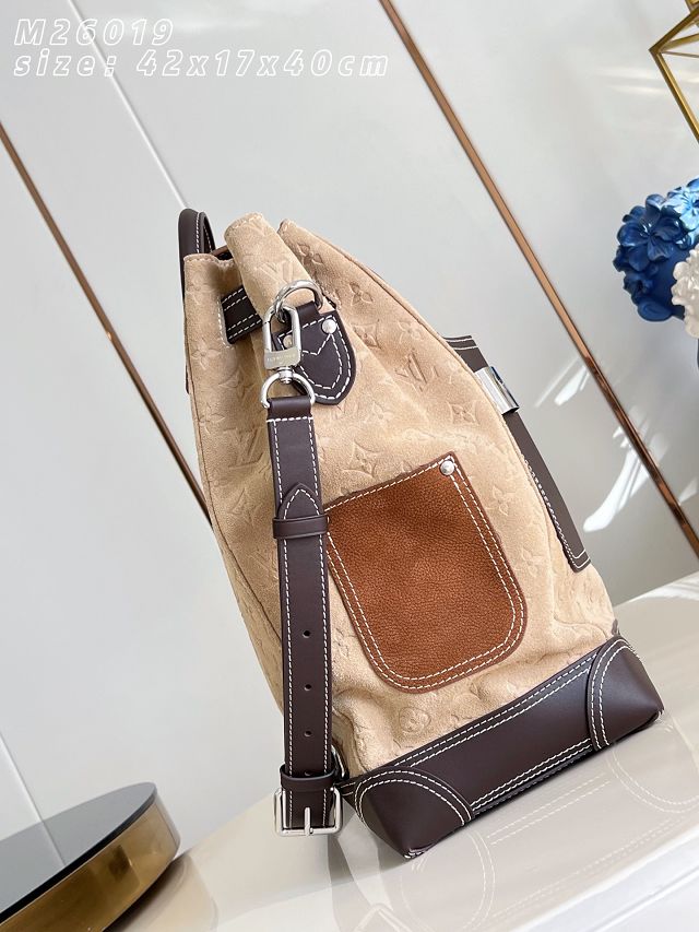 Louis vuitton original suede steamer 40 handbag M26019 tan
