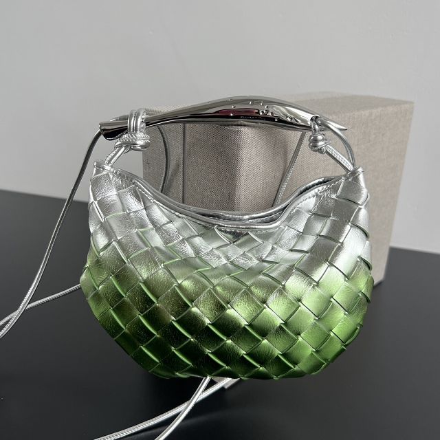 BV original lambskin mini sardine bag 744267 silver&green