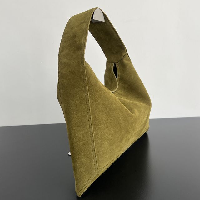 BV original suede calfskin medium hop bag 803977 olive