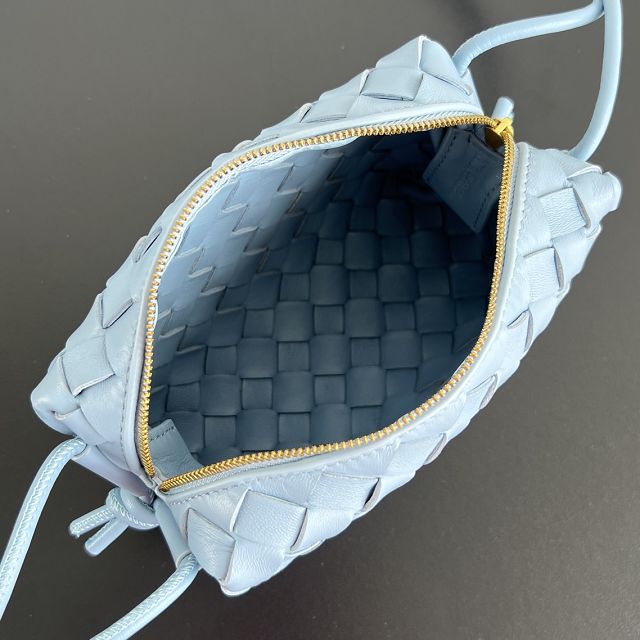 BV original lambskin mini loop camera bag 723547 light blue