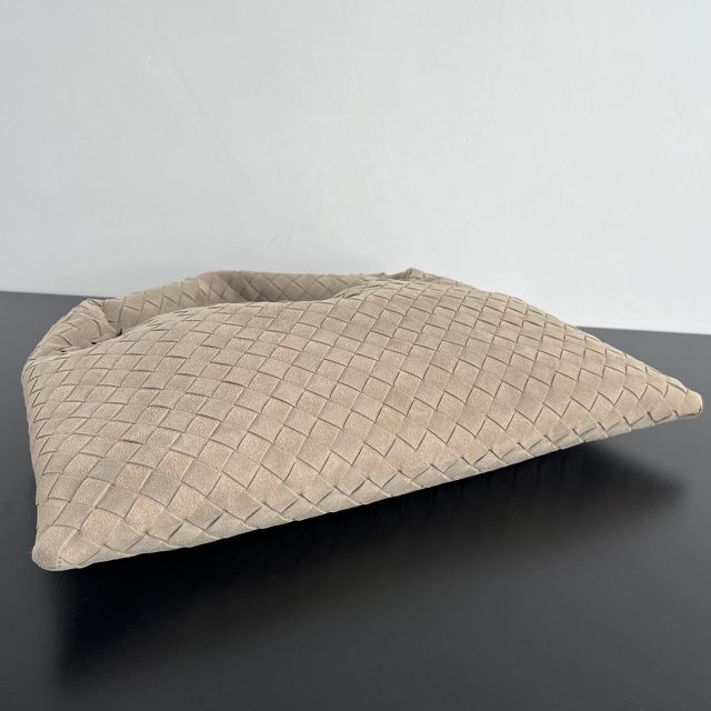 BV original suede calfskin medium hop bag 796262 light taupe