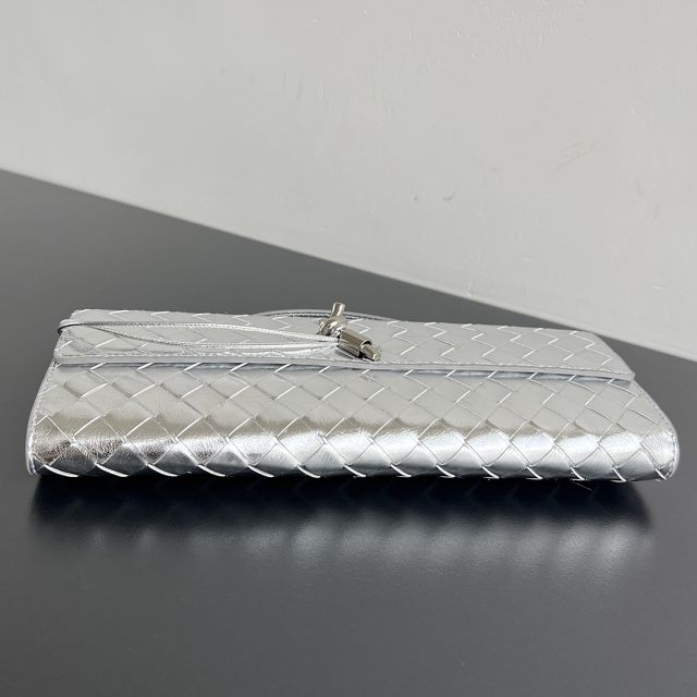 BV original lambskin andiamo long clutch 741511 silver