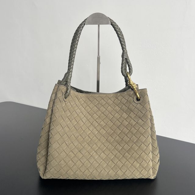 BV original suede large parachute shoulder bag 796571 cypress