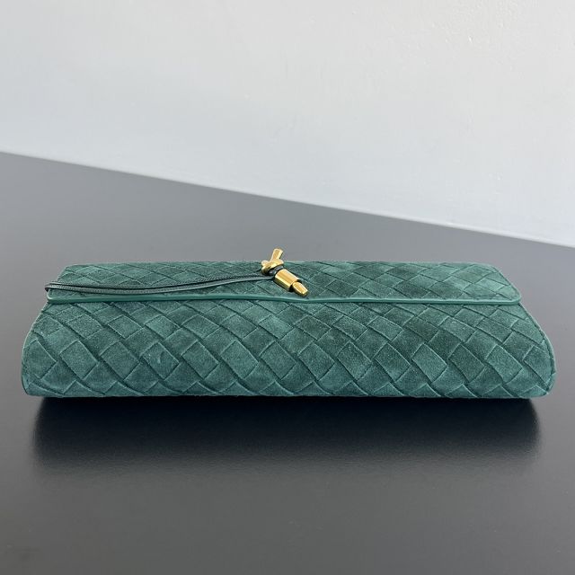 BV original suede calfskin andiamo long clutch 741511 emerald green