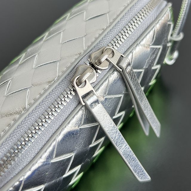 BV original lambskin concert pouch 794258 silver&green