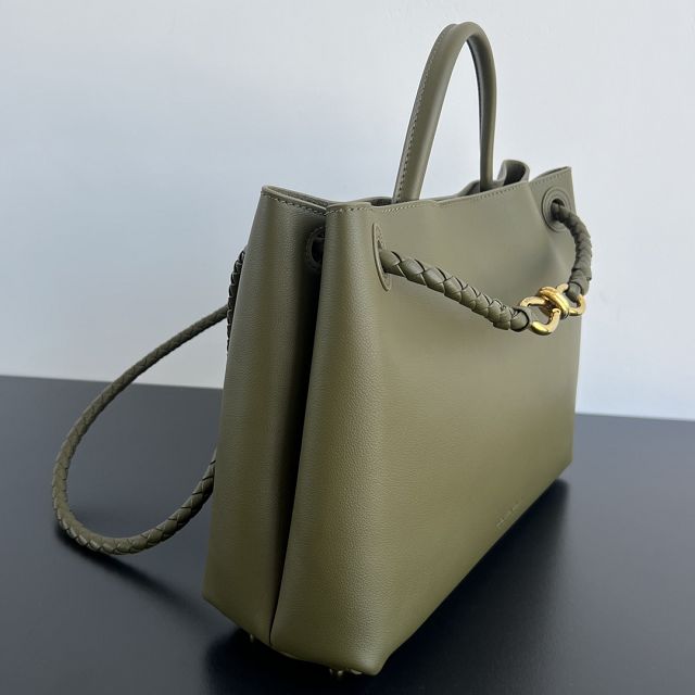 BV original calfskin medium andiamo bag 810214 olive