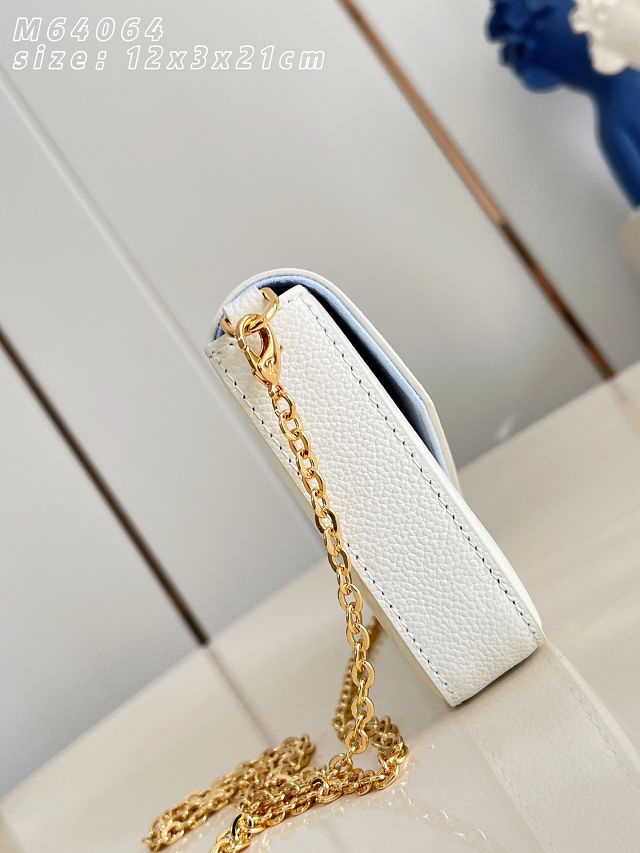 Louis vuitton original calfskin felicie pochette M28127 milky&blue