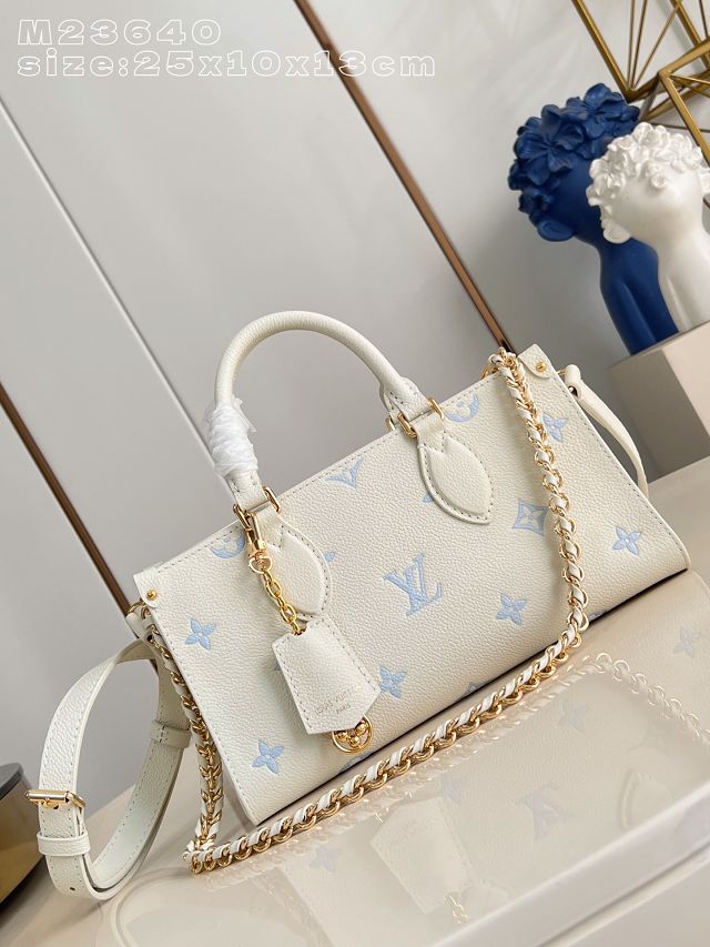 Louis vuitton original calfskin onthego east west M23640 milky&blue