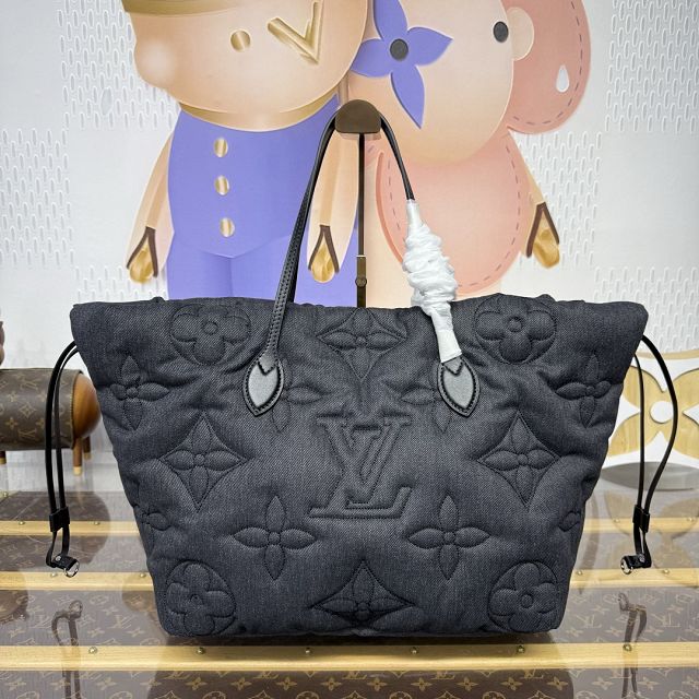 Louis vuitton original denim neverfull Inside out MM M26364 black
