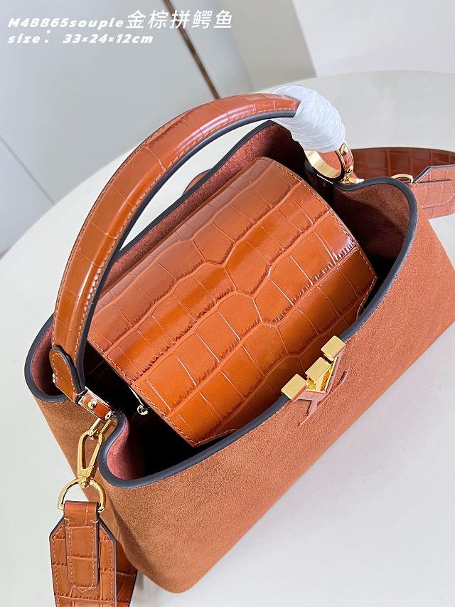 Louis vuitton original suede capucines MM souple M14979 brown