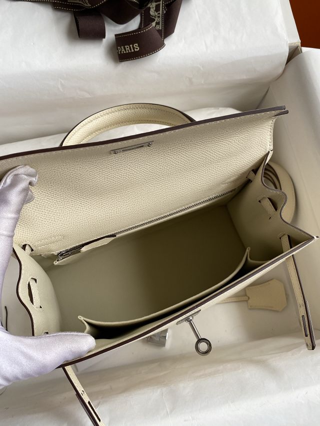 Hermes original epsom leather kelly 32 bag K32-1 nata