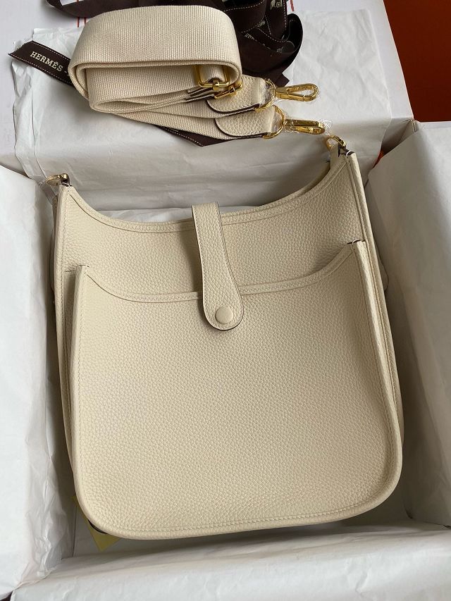 Hermes original togo leather evelyne pm shoulder bag E29 nata