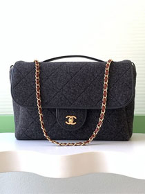 CC original felt large top handle flap bag AS5852 black