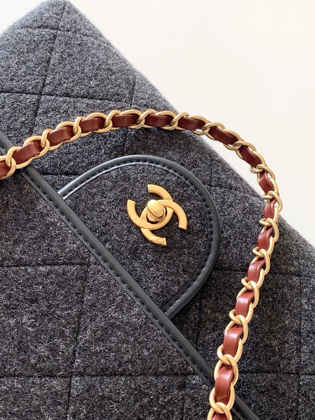 CC original felt large top handle flap bag AS5852 black