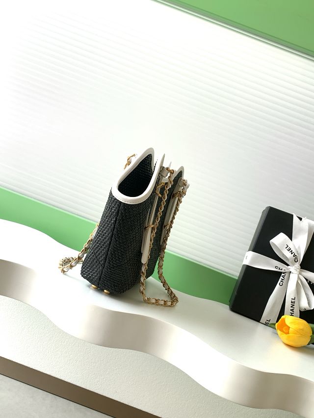 CC original raffia small tote bag AS6015 black