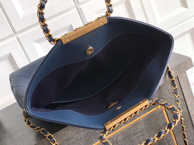 CC original calfskin large handbag AS5936 blue