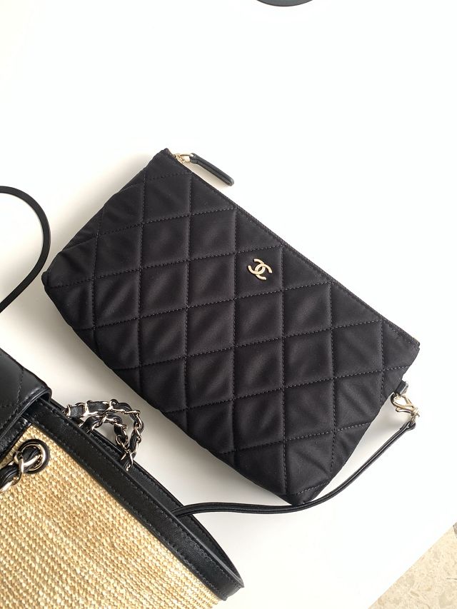 CC original straw large tote bag AS5952 beige&black