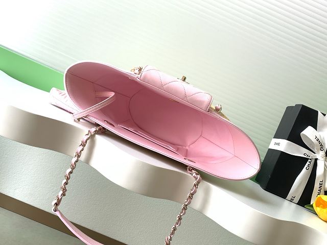 CC original straw small tote bag AS5951 beige&pink