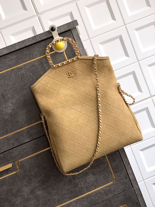 CC original suede calfskin large handbag AS5936 apricot