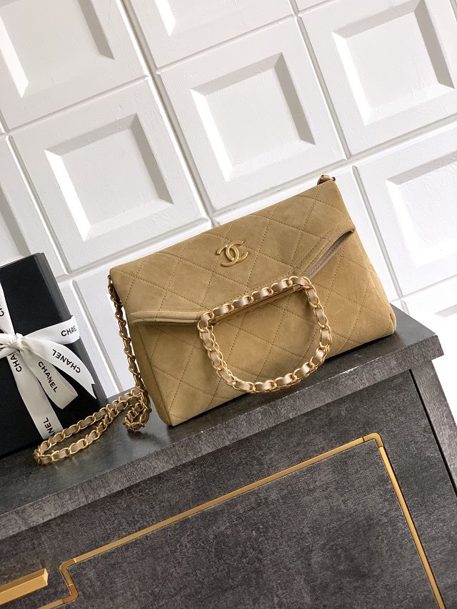 CC original suede calfskin small handbag AS5895 apricot