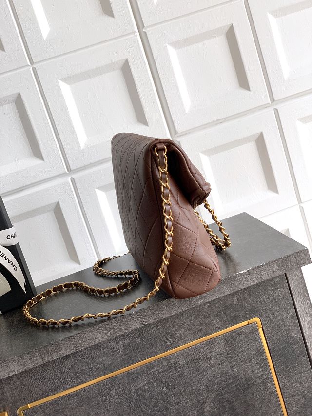 CC original calfskin medium handbag AS5896 dark brown