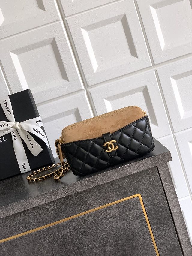 CC original suede&lambskin vanity with chain AP4670 black&beige