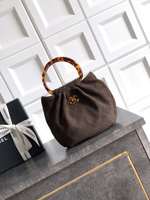 CC original suede calfskin small hobo bag AS6022 dark brown