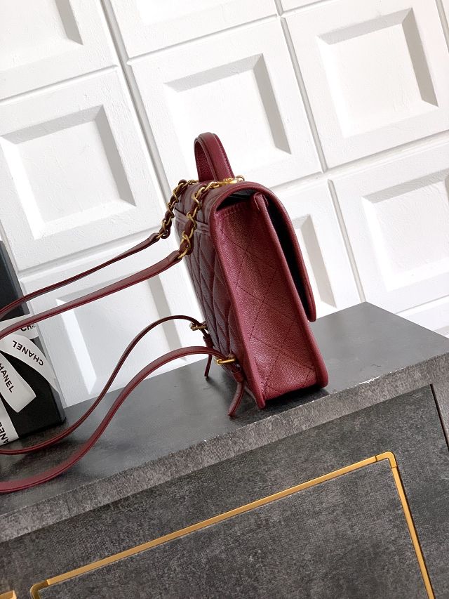 CC original grained calfskin small backpack AS5715 bordeaux