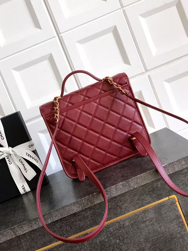 CC original grained calfskin small backpack AS5715 bordeaux