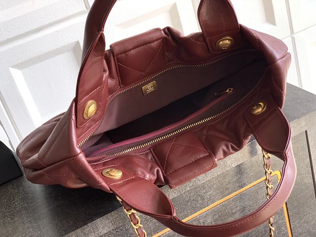 CC original lambskin large handbag AS5851 bordeaux