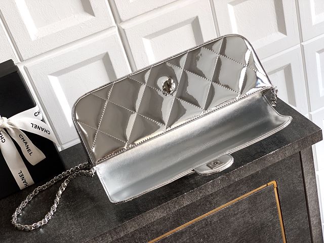 CC original patent calfskin clutch AS5807 silver