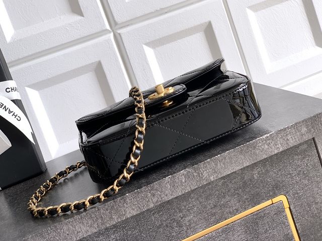 CC original patent calfskin small clutch AS5805 black