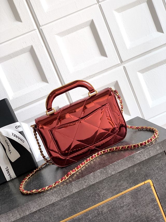 CC original patent calfskin small clutch AS5805 red
