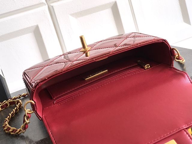CC original patent calfskin small clutch AS5805 red