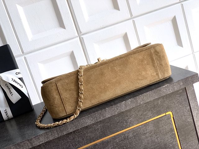 CC original suede calfskin maxi flap bag AS6281 dark beige