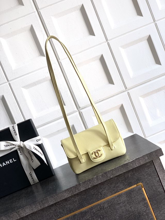CC original grained calfskin clutch AP5068 yellow