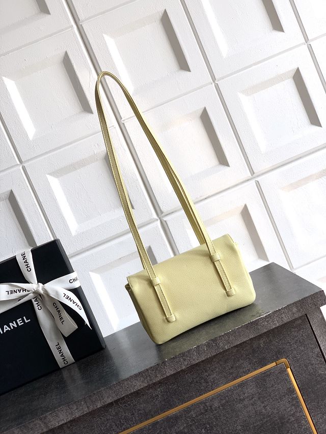 CC original grained calfskin clutch AP5068 yellow