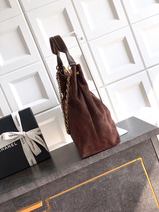 CC original suede calfskin large hobo bag AS5978 dark brown