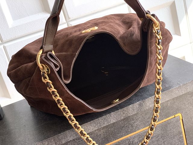 CC original suede calfskin large hobo bag AS5978 dark brown