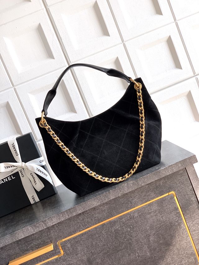 CC original suede calfskin medium hobo bag AS5970 black