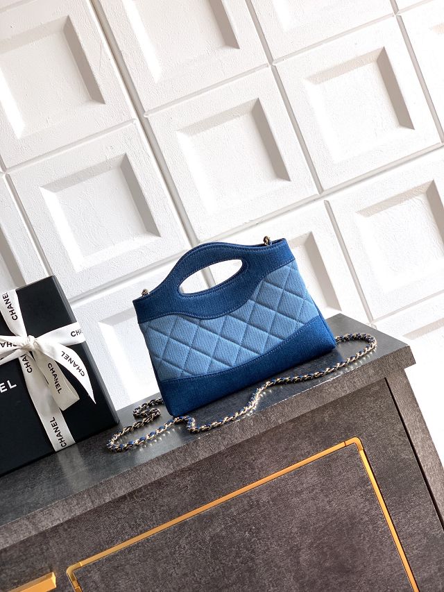 CC original denim nano 31 bag AS3656 blue&dark blue