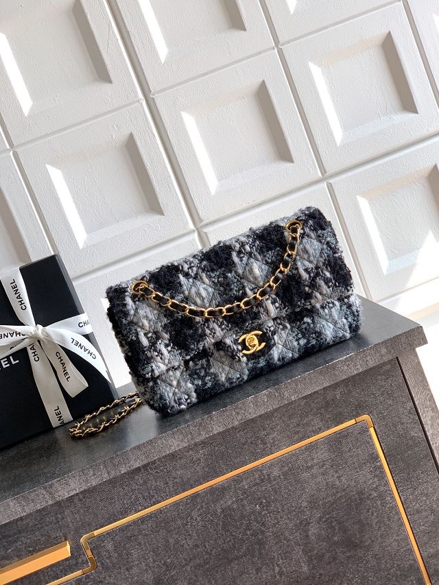 CC original tweed medium flap bag A01112 black