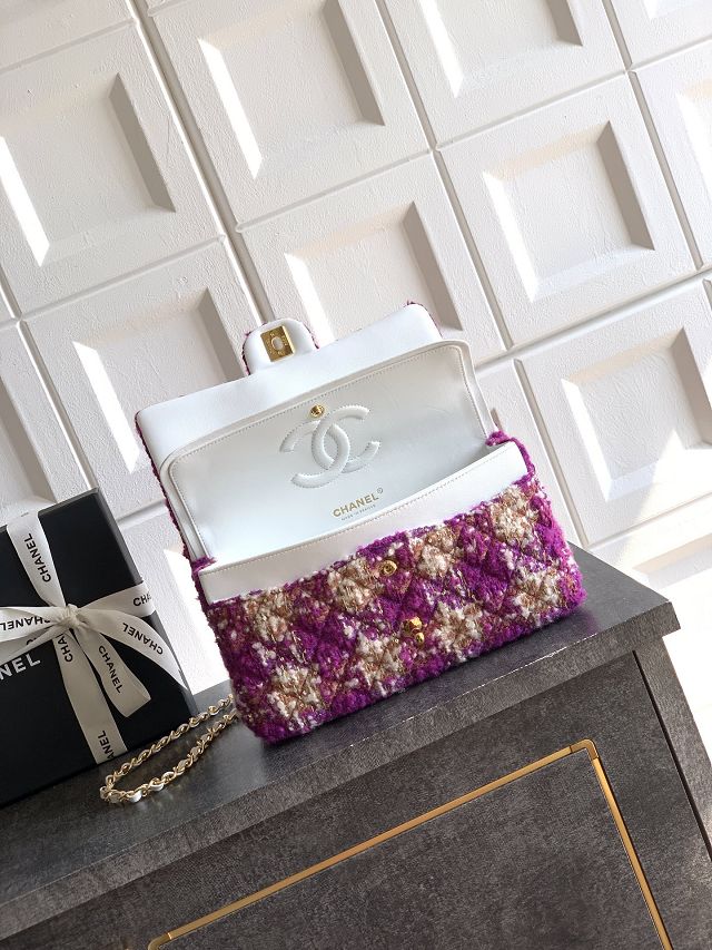 CC original tweed medium flap bag A01112 purple