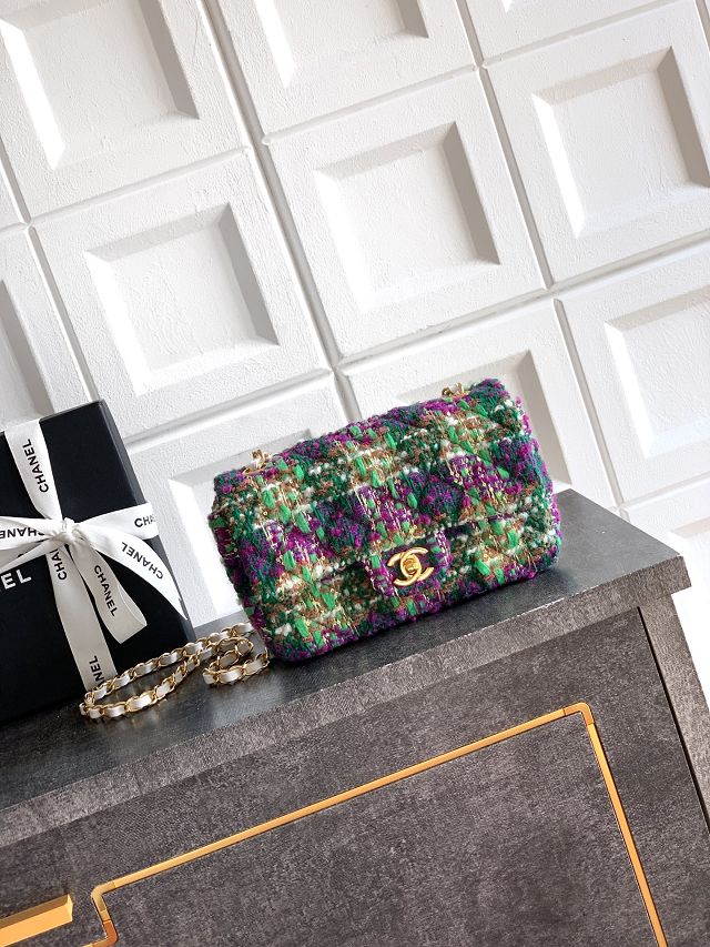 CC original tweed mini flap bag A69900 green