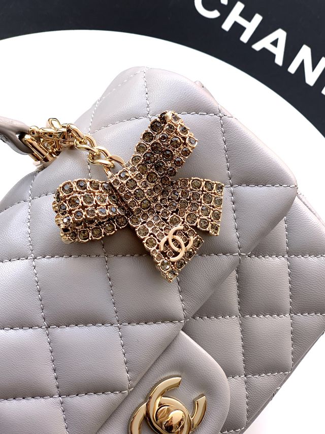 CC original lambskin top handle flap bag AS1790 grey