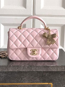 CC original lambskin top handle flap bag AS1790 light pink