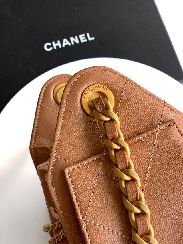 CC original grained calfskin 25 mini handbag AS5631 caramel