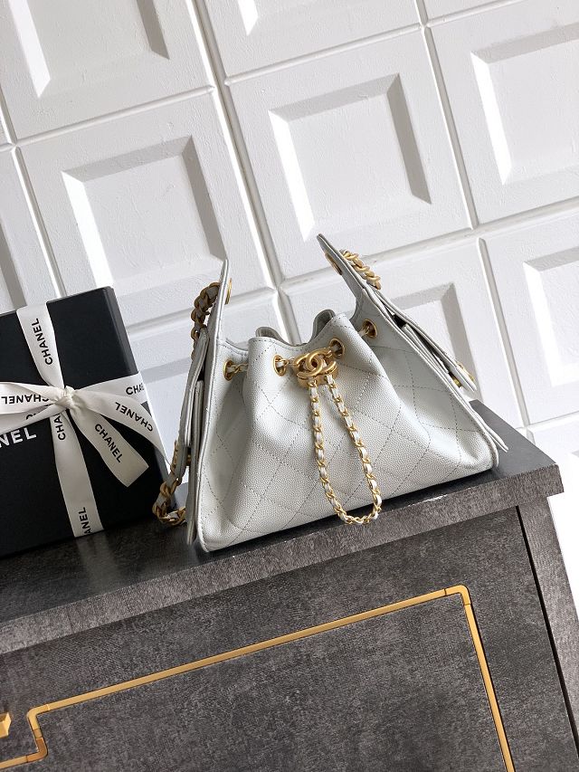 CC original grained calfskin 25 mini handbag AS5631 light grey